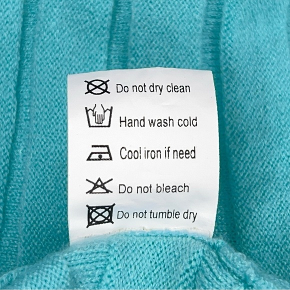 XL Mint Blue Vibrant Knit Sweater Womens Long Sleeve Open Front - Picture 12 of 13